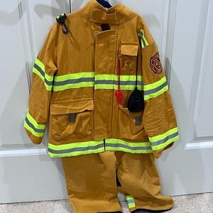 Firefighter Cloth Dress-Up Costume with Reflective Stripes.  Halloween. Size 7/8